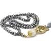 imageModefa Turkish Islamic Acrylic Prayer Beads  99 Count Crystal Cut Tesbih with Tulip Tassel SilverSilver