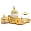 imageModefa Turkish Luxury 4 Piece Coffee ampamp Zamzam Water Cup Set  Premium Porcelain  Ottoman Style Tray GoldGold