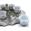 imageModefa Turkish Luxury 7 Piece Coffee Cup Set  Premium Porcelain  Ottoman Style Engravings with Sugar Bowl ampamp Handle GoldSilver