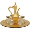 imageModefa Kitchen ampamp Dining Serving Set  Luxury Turkish 8 Piece Zamzam Water Cup Set  Round Ottoman Style Tray with Pitcher Gold GlassGold