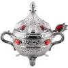 imageModefa Kitchen ampamp Dining Turkish Tea Sugar Bowl  Turkish Style Engraved  Round with Colored Oval Stones GoldBlueSilverRed