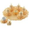imageModefa Turkish Luxury 8 Piece Coffee Cup Drink Set Tray Serveware Ottoman Style with Floral Design 363 GoldGold