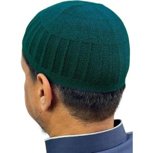 imageIslamic Mens Knitted Prayer Cap Takke One Size Fits Most Skullie Topi Beanie Taqiyah for Muslim Men Viscose KufiEmerald Green