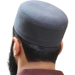 imageMens Premium Islamic Skull Cap Hat Topi Takke for Muslim Men Turban KufiDark Grey