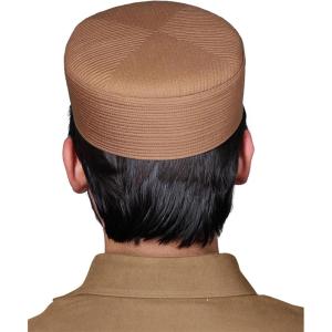 imageMens Premium Islamic Skull Cap Hat Topi Takke for Muslim Men Turban KufiGolden Brown