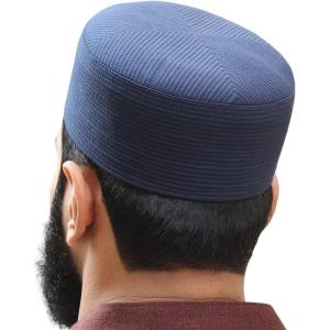 imageMens Premium Islamic Skull Cap Hat Topi Takke for Muslim Men Turban KufiNavy Blue