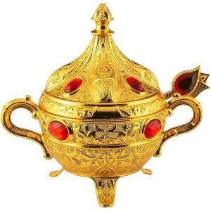 imageModefa Kitchen ampamp Dining Turkish Tea Sugar Bowl  Turkish Style Engraved  Round with Colored Oval Stones GoldBlueGoldRed