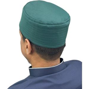 imageModefa Structured Kufi Skull Cap Hat Topi Takke Muslim Mens Kufi PlainGreen