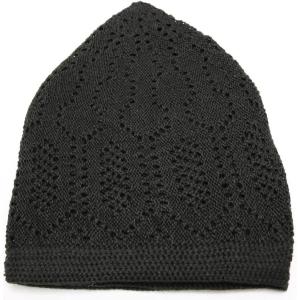 imageModefa Turkish Islamic Kufi Takke  Cotton Blend Knit Cap  One Size Fits Most Skullie Beanie Taqiyah  Prayer Cap Muslim MenBlack