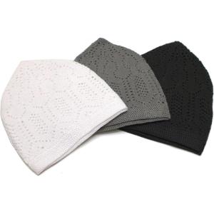 imageModefa Turkish Islamic Kufi Takke  Cotton Blend Knit Cap  One Size Fits Most Skullie Beanie Taqiyah  Prayer Cap Muslim MenCombo White  Gray  Black