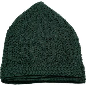 imageModefa Turkish Islamic Kufi Takke  Cotton Blend Knit Cap  One Size Fits Most Skullie Beanie Taqiyah  Prayer Cap Muslim MenGreen