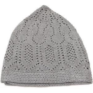 imageModefa Turkish Islamic Kufi Takke  Cotton Blend Knit Cap  One Size Fits Most Skullie Beanie Taqiyah  Prayer Cap Muslim MenGrey