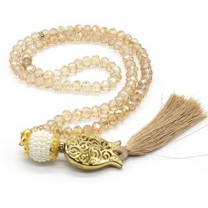 imageShiny Acrylic Crystal Cut  Islamic Tesbih Worship Zikr Dhikr Masbaha Misbaha Prayer Beads  Tulip Tassel 99 Count Light BeigeLight Beige