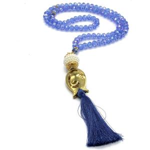 imageShiny Acrylic Crystal Cut  Islamic Tesbih Worship Zikr Dhikr Masbaha Misbaha Prayer Beads  Tulip Tassel 99 Count Light BeigeLight Blue