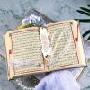 imageModefa Islamic Luxury Pearl Islamic Gift Set  Holy Quran in Arabic  Velvet Box with Quran Hijab Tesbih ampamp Bookmark Dusty PinkGrey