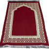 imageModefa Turkish Islamic Prayer Mat  Thin Woven Chenille Sajjadah  Intricate Praying Rug Ramadan Eid Gift  Traditional Muslim Janamaz Sajada for Men Women  Geometric Selcuk Star Light GreenRed