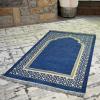 imageModefa Turkish Islamic Prayer Mat  Thin Woven Chenille Sajjadah  Intricate Praying Rug Ramadan Eid Gift  Traditional Muslim Janamaz Sajada for Men Women  Geometric Selcuk Star Light GreenRoyal Blue