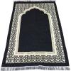 imageModefa Turkish Islamic Prayer Mat  Thin Woven Chenille Sajjadah  Intricate Praying Rug Ramadan Eid Gift  Traditional Muslim Janamaz Sajada for Men Women  Geometric Selcuk Star Light GreenBlack
