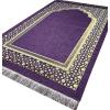 imageModefa Turkish Islamic Prayer Mat  Thin Woven Chenille Sajjadah  Intricate Praying Rug Ramadan Eid Gift  Traditional Muslim Janamaz Sajada for Men Women  Geometric Selcuk Star Light GreenPurple