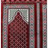 imageModefa Turkish Islamic Prayer Rug  Wide Plush Velvet Praying Mat  Large Gathering ampamp Group Sajada  Multi Person Muslim Janamaz  Long Row 8 Person Praying Carpet  Geometric Arch RedDotted Arch Red