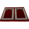 imageModefa Turkish Islamic Prayer Rug  Wide Velvet Praying Mat  Multi Person Muslim Janamaz Sajada for Family  Group Praying Carpet  Solid 2 Person RedRed