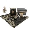 imageModefa Turkish Prayer Mat  Thin Woven Chenille Praying Rug for Men and Women  Ramadan or Eid Gift Set for Muslim with Quran Tesbih Prayer Beads  Ottoman Gift Box Set BlueBlack