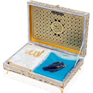 imageIkra Muslim Islamic Keepsake Turkish Gift Set Holy Quran in Arabic  Ikra With Hijab and Tesbih SilverSilver