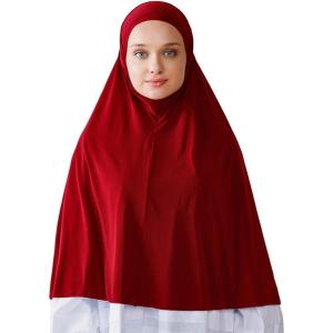 imageModefa Instant Hijab  Muslim Headscarf Women Ready to Wear Prayer  Khimar HijabRed