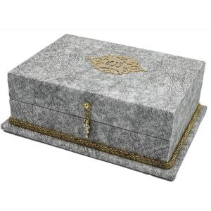 imageModefa Islamic Turkish Holy Quran in Arabic with Keepsake Velvet Gift Case ampamp Prayer Beads Tulip RedGrey