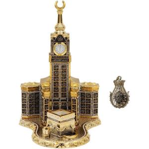 imageModefa Islamic Turkish Table Decor Showpiece Gift Sculpture Figure Arabic 99 Names of Allah Kaba Clock Tower Replica GoldSmall  67in x 67in wide  10in tall