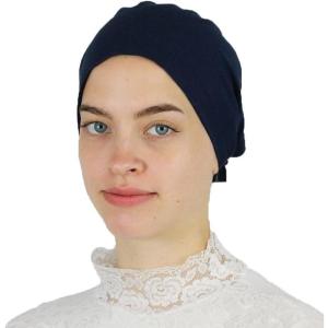 imageModefa Islamic Womens NonSlip Cotton Hijab Bonnet Cap UnderscarfNavy Blue
