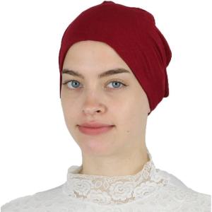 imageModefa Islamic Womens NonSlip Cotton Hijab Bonnet Cap UnderscarfRed