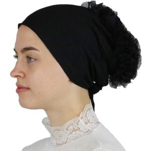 imageModefa Islamic Womens Volumizing NonSlip Cotton Hijab Bonnet Cap UnderscarfBlack