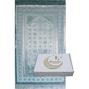 imageModefa Luxury Islamic Prayer Rug in Gift Box  Deluxe Gift Set with Prayer Mat ampamp Prayer Beads Tesbih  Soft Plush Turkish Prayer Rug for Men and Women  Ramadan or Eid Gift Hot PinkLight Blue