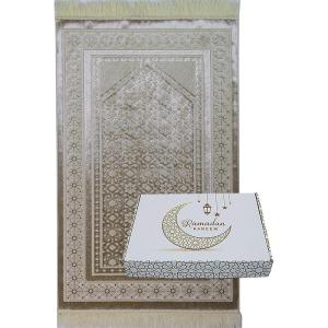 imageModefa Luxury Islamic Prayer Rug in Gift Box  Deluxe Gift Set with Prayer Mat ampamp Prayer Beads Tesbih  Soft Plush Turkish Prayer Rug for Men and Women  Ramadan or Eid Gift Hot PinkIvory