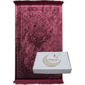 imageModefa Luxury Islamic Prayer Rug in Gift Box  Deluxe Gift Set with Prayer Mat ampamp Prayer Beads Tesbih  Soft Plush Turkish Prayer Rug for Men and Women  Ramadan or Eid Gift Hot PinkBurgundy