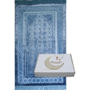 imageModefa Luxury Islamic Prayer Rug in Gift Box  Deluxe Gift Set with Prayer Mat ampamp Prayer Beads Tesbih  Soft Plush Turkish Prayer Rug for Men and Women  Ramadan or Eid Gift Hot PinkSteel Blue