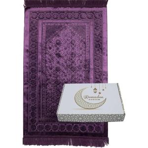 imageModefa Luxury Islamic Prayer Rug in Gift Box  Deluxe Gift Set with Prayer Mat ampamp Prayer Beads Tesbih  Soft Plush Turkish Prayer Rug for Men and Women  Ramadan or Eid Gift Hot PinkPurple