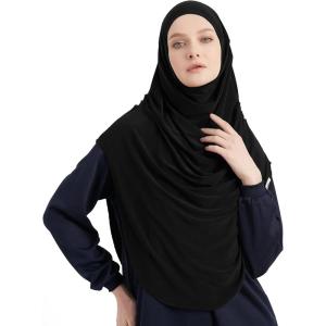 imageModefa Turkish Islamic Practical Easy Simple Instant Ready Long One Piece Amira Hijab ScarfBlack