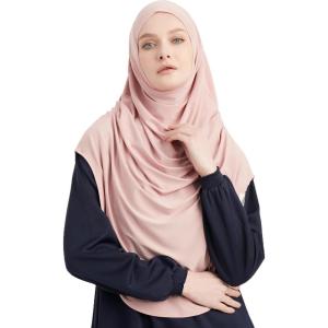 imageModefa Turkish Islamic Practical Easy Simple Instant Ready Long One Piece Amira Hijab ScarfBlush Pink