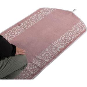 imageModefa Turkish Islamic Prayer Mat  Chenille with Foam and Carrying Bag  Intricate Praying Rug Ramadan Eid Gift  Traditional Muslim Janamaz Seccade for Men Women  Mustaqim RedRose Pink
