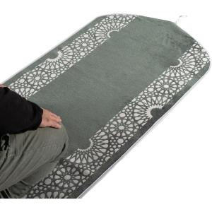imageModefa Turkish Islamic Prayer Mat  Chenille with Foam and Carrying Bag  Intricate Praying Rug Ramadan Eid Gift  Traditional Muslim Janamaz Seccade for Men Women  Mustaqim RedSage Green