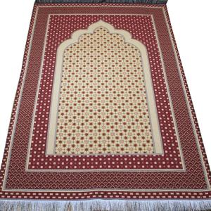 imageModefa Turkish Islamic Prayer Mat Janamaz Sajjadah  Thin Woven Cotton Praying Rug Ramadan Eid Gift  Traditional Muslim Sejada for Men Women  Hira Diamond RedRed