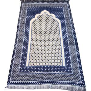 imageModefa Turkish Islamic Prayer Mat Janamaz Sajjadah  Thin Woven Cotton Praying Rug Ramadan Eid Gift  Traditional Muslim Sejada for Men Women  Hira Diamond RedRoyal Blue