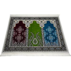 imageModefa Turkish Islamic Prayer Rug  Wide Plush Velvet Mat  Multi Person Muslim Janamaz for Family  Large Gathering ampamp Group Sajada Carpet  Floral Arch  3 Person 1711178  GreenRedBlue