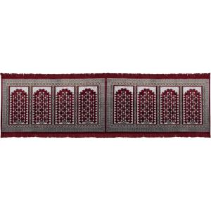imageModefa Turkish Islamic Prayer Rug  Wide Plush Velvet Praying Mat  Large Gathering ampamp Group Sajada  Multi Person Muslim Janamaz  Long Row 8 Person Praying Carpet  Geometric Arch RedVined Arch Red