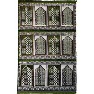 imageModefa Turkish Prayer Rug  Wide 12 Multi Person Velvet Namaz Sajadah Janamaz  Family Group Carpet GreenGeometric Green