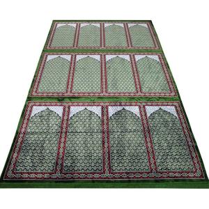 imageModefa Turkish Prayer Rug  Wide 12 Multi Person Velvet Namaz Sajadah Janamaz  Family Group Carpet GreenGreen