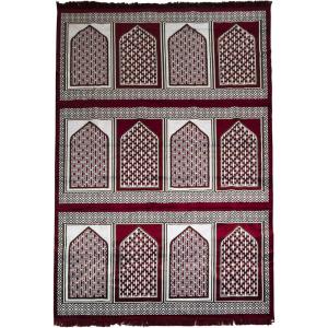 imageModefa Turkish Prayer Rug  Wide 12 Multi Person Velvet Namaz Sajadah Janamaz  Family Group Carpet GreenRed