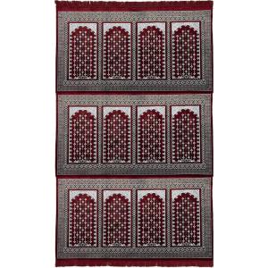 imageModefa Turkish Prayer Rug  Wide 12 Multi Person Velvet Namaz Sajadah Janamaz  Family Group Carpet GreenVined Arch  Red  Green